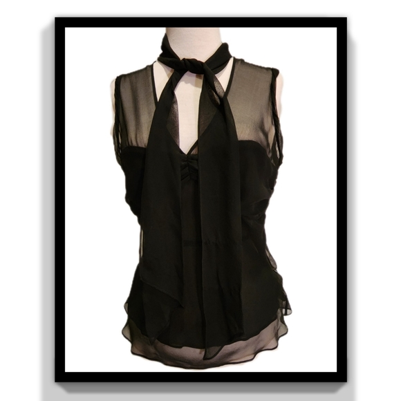 BCBGMaxAzria Silk Bow Collar Camisole Top - Picture 6 of 16